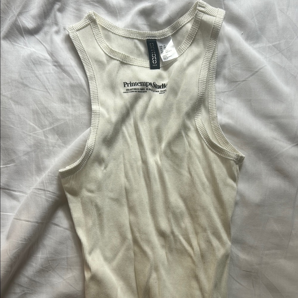 Printemps Cream Ribbed Tank Top